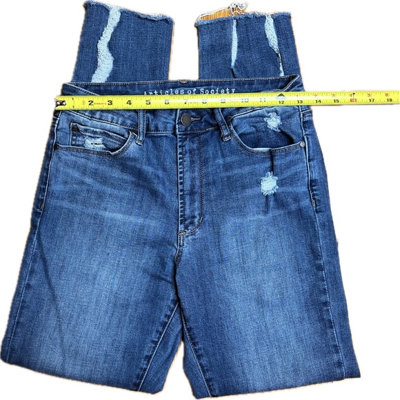 Articles of Society Rene High Rise Raw Hem Distressed Straight Jeans - Picture 5 of 7